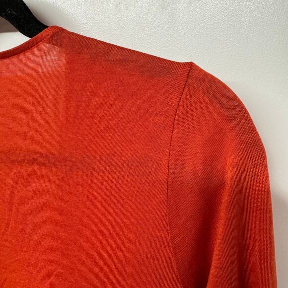 Massimo Dutti Womens Orange Open Cardigan Sweater Silk Cotton Blend Size XS - Picture 4 of 8